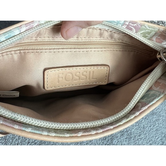 Fossil Signature Canvas & Leather‎ Pastel Crossbody Bag & Matching ID Coin Purse - Picture 3 of 5